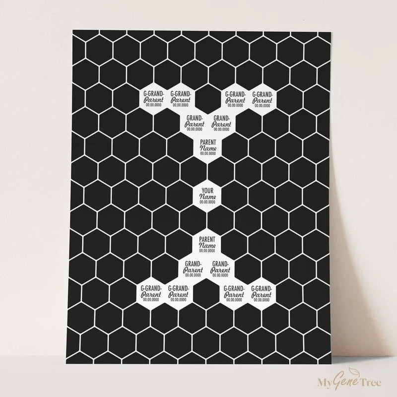 Honeycomb Ebony Family Tree Customized Digital Family Tree Template mygenetree 