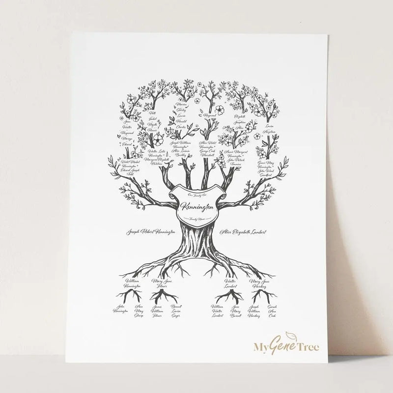 'Limited Edition' Family Branches Black Digital Family Tree Template MyGeneTree 