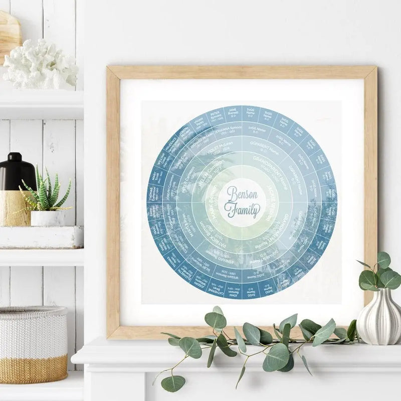 'Limited Edition' Halo Hamptons Blue Family Tree Digital Family Tree Template mygenetree 