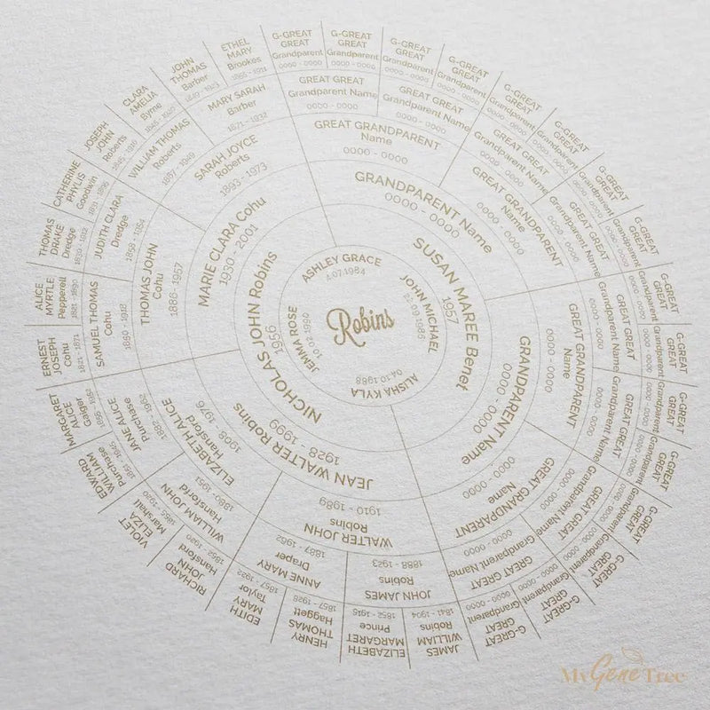 'Limited Edition' Halo Pure Family Tree Taupe Digital Family Tree Template MyGeneTree 