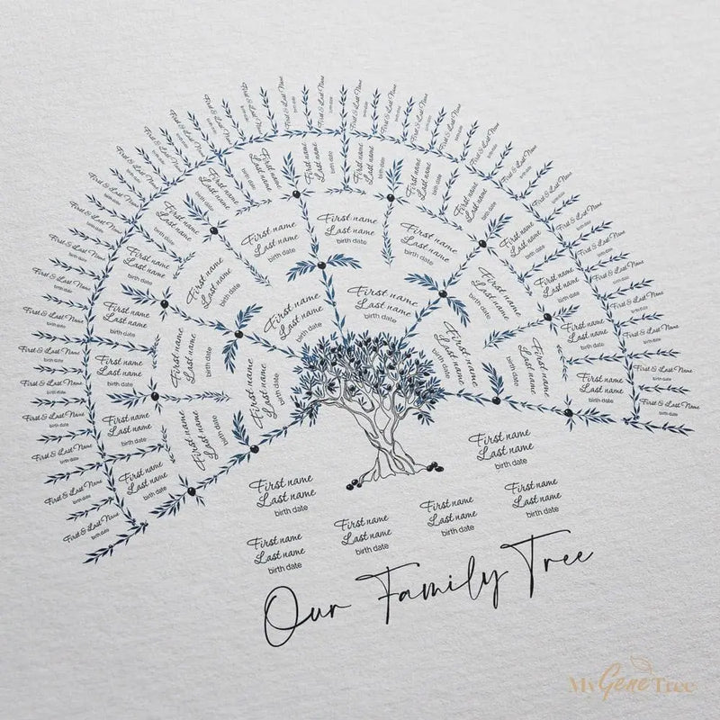 'Limited Edition' Olive Family Tree Hamptons Blue Digital Family Tree Template mygenetree 
