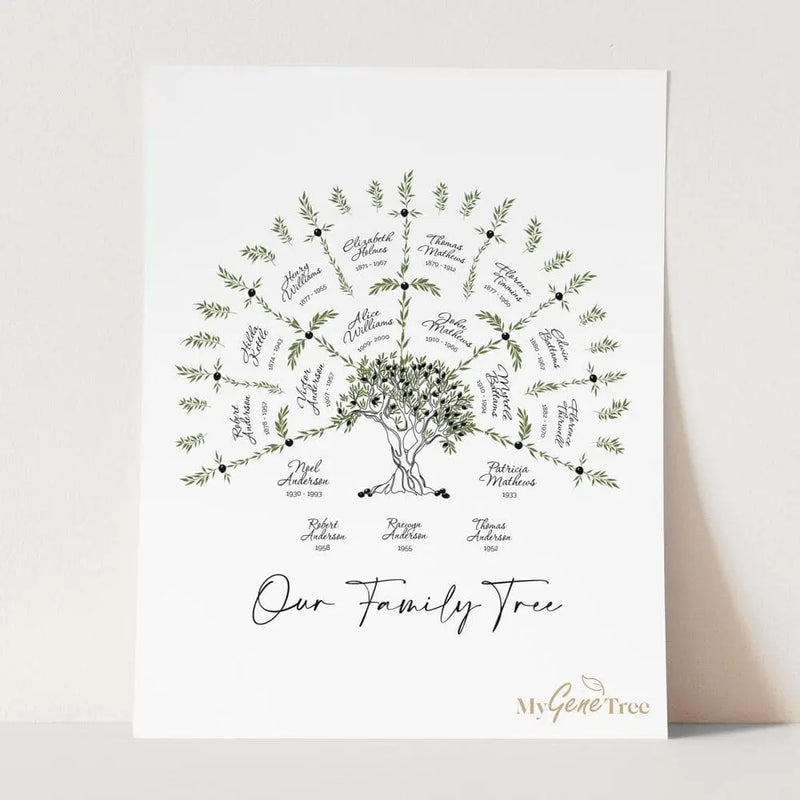 Olive Family Tree small with children Digital Family Tree Template MyGeneTree 