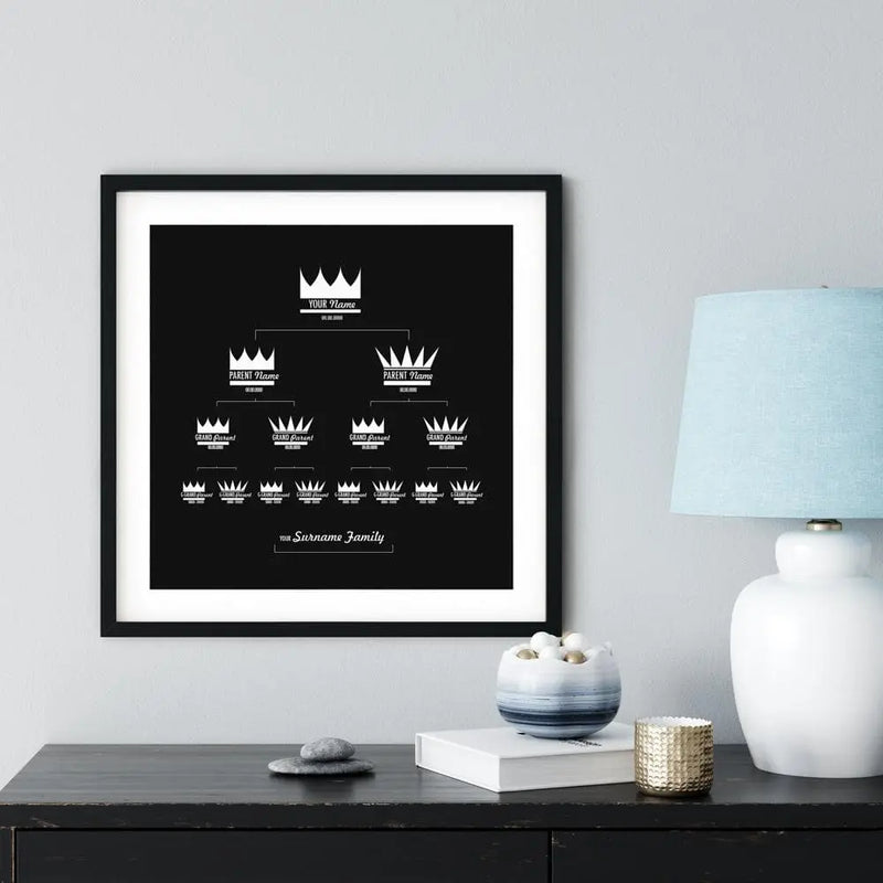 Royal Crowns Onyx Family Tree Customized Digital Family Tree Template mygenetree 