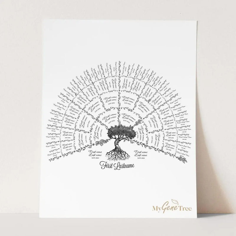 Traditional Olive Family Tree with Children customized Digital Family Tree Template MyGeneTree 